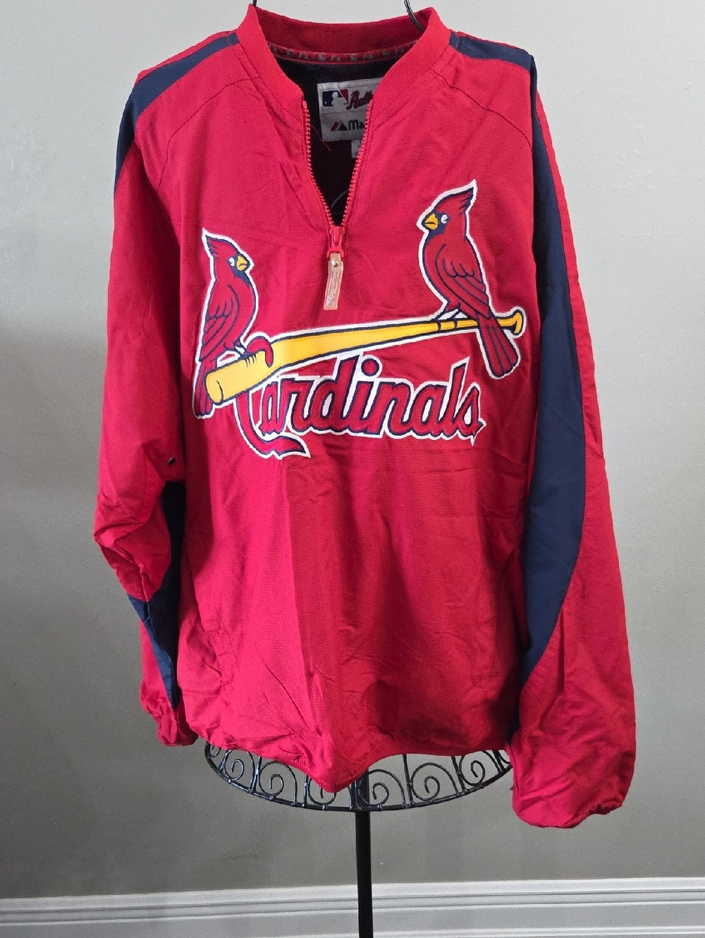 MLB Cardinals Red Pullover with Navy Accents